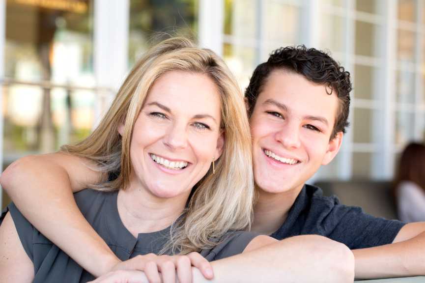 portrait of a mother and her teenage son